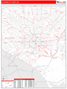 Baltimore City County, MD Digital Map Red Line Style